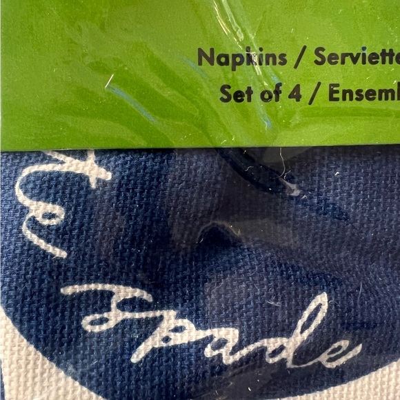 NWT, kate spade New York Joy Dot 4 pk Napkin Set in navy blue and creamy white - Picture 4 of 4